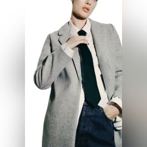 ZARA light grey overcoat/ coat/ jacket; size L (runs small); with pockets
